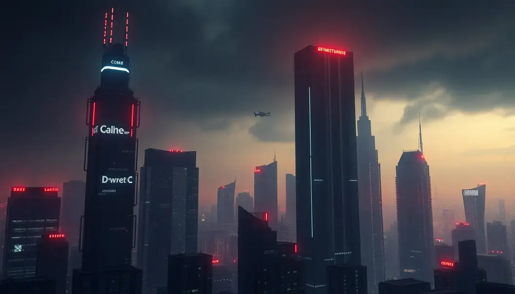 A cityscape representing dystopian themes found in literature and anime.